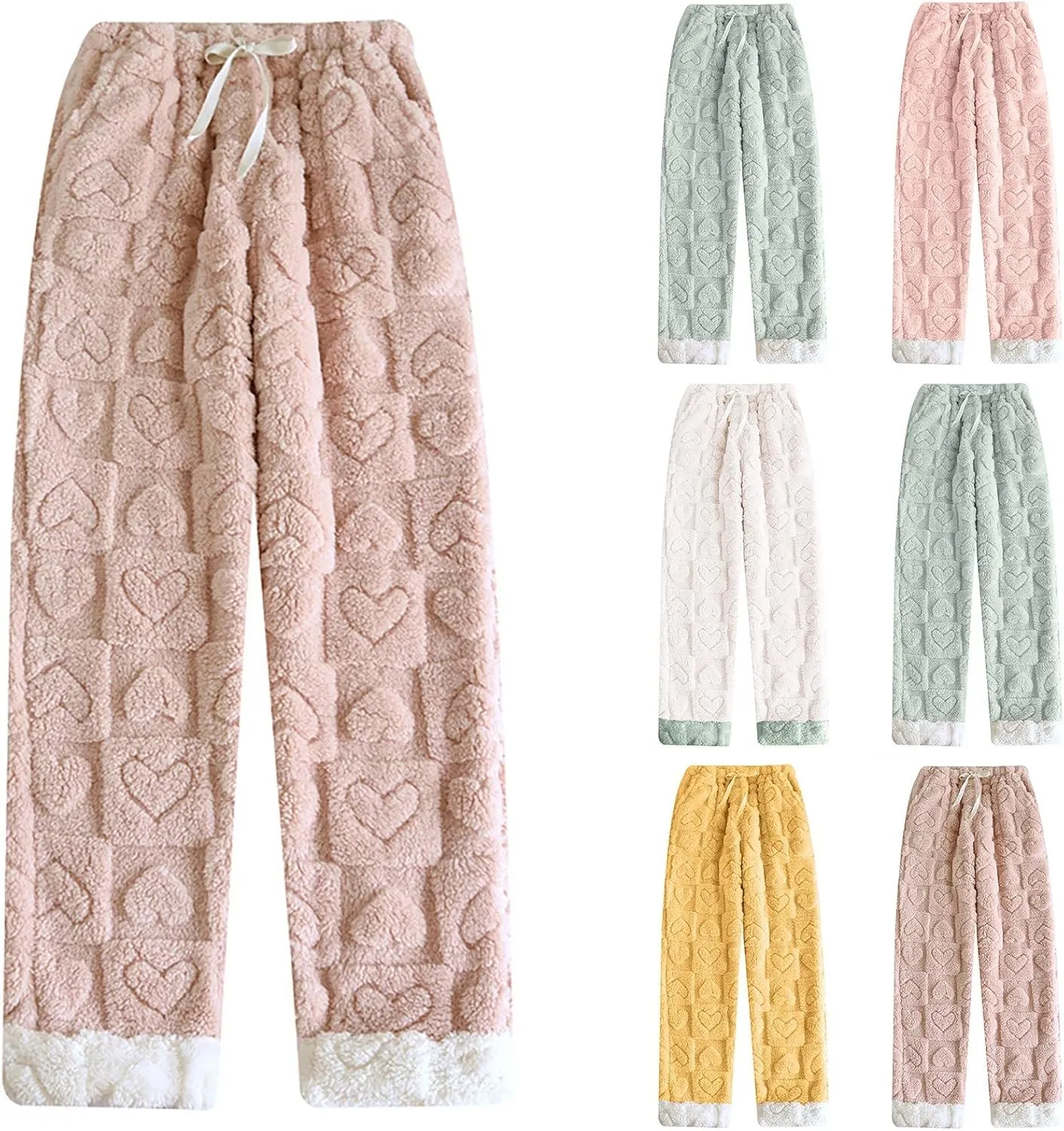 Women's Soft Fleece Pajama Pants Plush Fuzzy Pajama Pants Bottoms Plus Size Lounge Pants Drawstring Fluffy Sleepwear