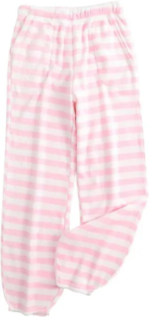 Women's Striped Flannel Pajama Pants Soft Fleece Pj Pants Warm Comfy Lounge Sleepwear High Waist Bottoms with Pockets