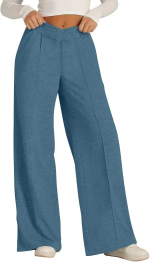 Womens Sweatpants 2025 Baggy Wide Fleece Lined Straight Leg High Waisted Pants Loose Fit Athletic Joggers Pockets