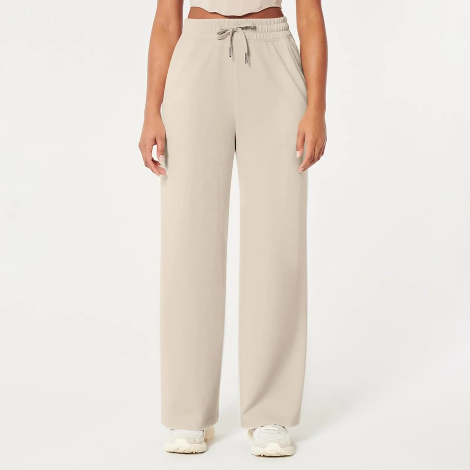 Womens Sweatpants 2025 Baggy Wide Fleece Lined Straight Leg Pants Drawstring Athletic Flared Joggers Pockets