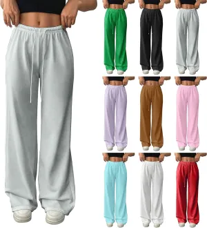 Womens Sweatpants Baggy Wide Fleece Lined Straight Leg Sweatpants Fall Casual Elastic Waist Lounge Yoga Pants