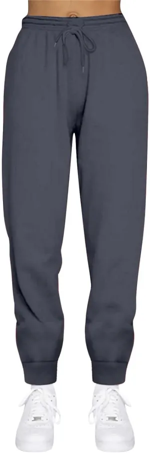 Womens Sweatpants with Pockets Elastic Waist Soft Fall Workout High Waisted Baggy Fleece Sweat Pants with Pockets
