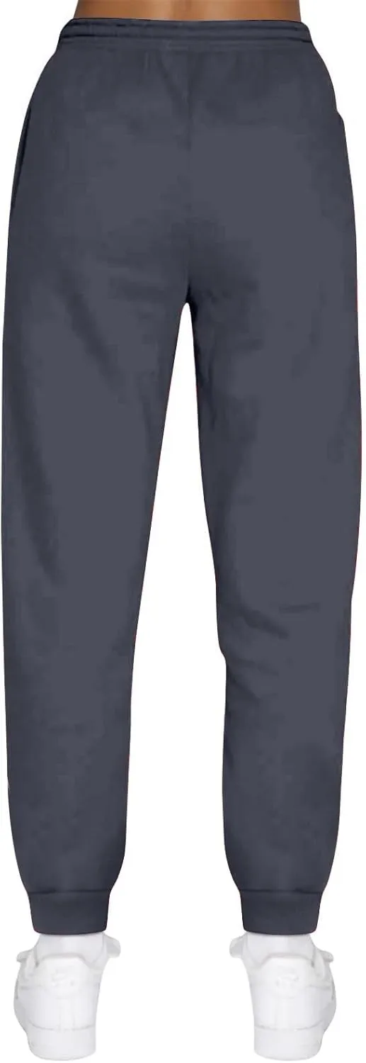 Womens Sweatpants with Pockets Elastic Waist Soft Fall Workout High Waisted Baggy Fleece Sweat Pants with Pockets