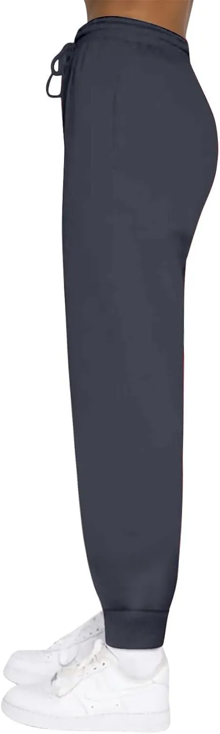 Womens Sweatpants with Pockets Elastic Waist Soft Fall Workout High Waisted Baggy Fleece Sweat Pants with Pockets