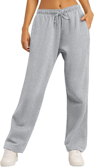 Women's Sweatpants Womens Casual Trendy Winter Warm Straight Leg Pants Sherpa Straight Leg Jogger Pants Sweatpants