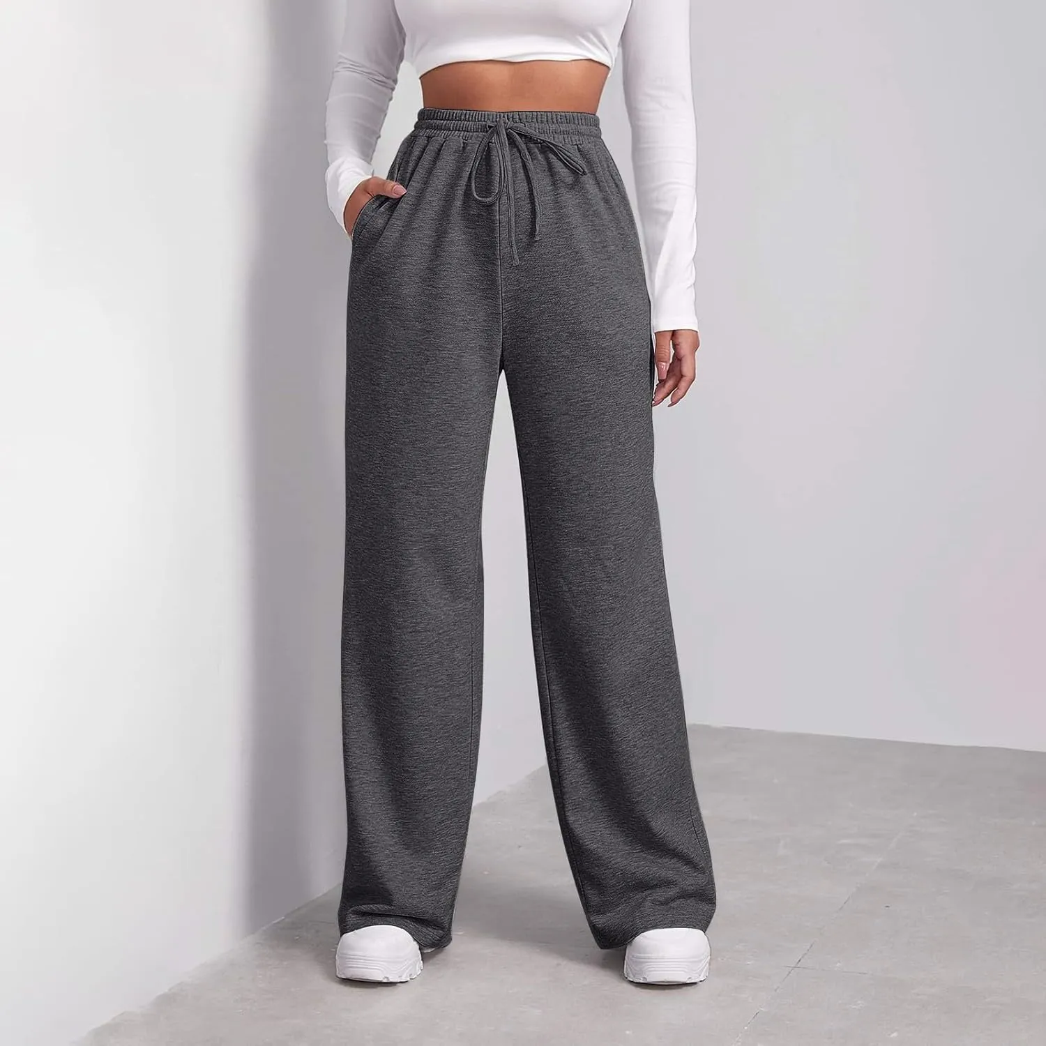 Women's Sweatpants Womens Casual Trendy Winter Warm Straight Leg Pants Sherpa Straight Leg Jogger Pants Sweatpants