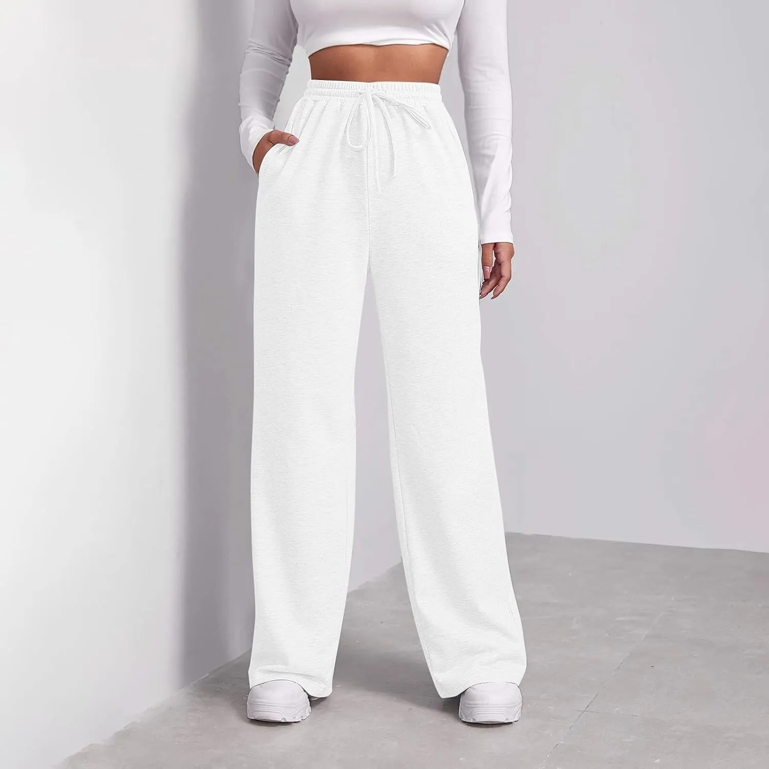 Women's Sweatpants Womens Casual Trendy Winter Warm Straight Leg Pants Sherpa Straight Leg Jogger Pants Sweatpants