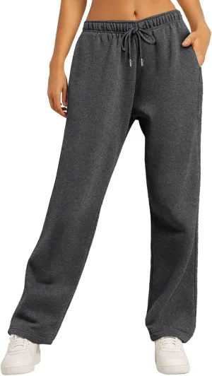Women's Sweatpants Womens Casual Trendy Winter Warm Straight Leg Pants Sherpa Straight Leg Jogger Pants Sweatpants