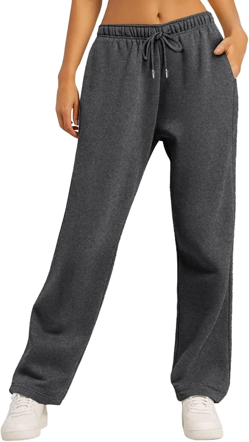 Women's Sweatpants Womens Casual Trendy Winter Warm Straight Leg Pants Sherpa Straight Leg Jogger Pants Sweatpants