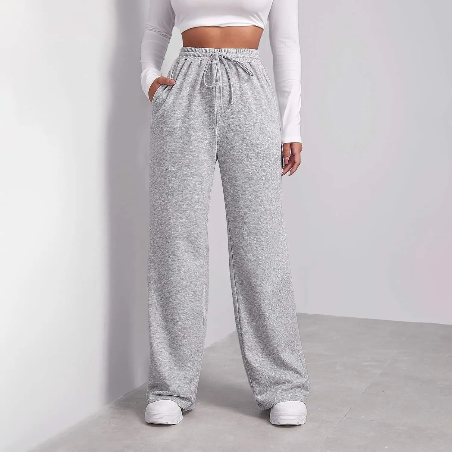 Women's Sweatpants Womens Casual Trendy Winter Warm Straight Leg Pants Sherpa Straight Leg Jogger Pants Sweatpants