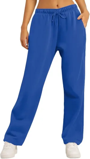 Women's Sweatpants Womens Casual Trendy Winter Warm Straight Leg Pants Sherpa Straight Leg Jogger Pants Sweatpants