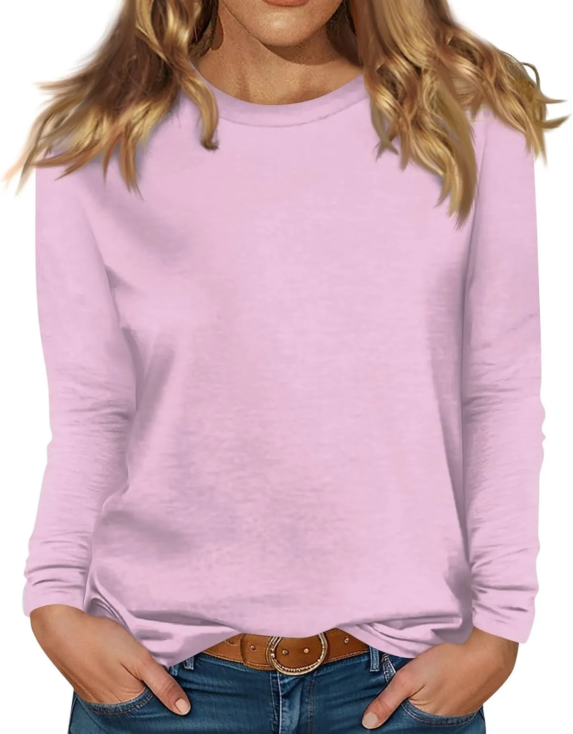 Womens Thermal Tops Long Sleeve Crewneck Basic Winter Shirts Fleece Lined Warm Cold Weather Dressy Blouses