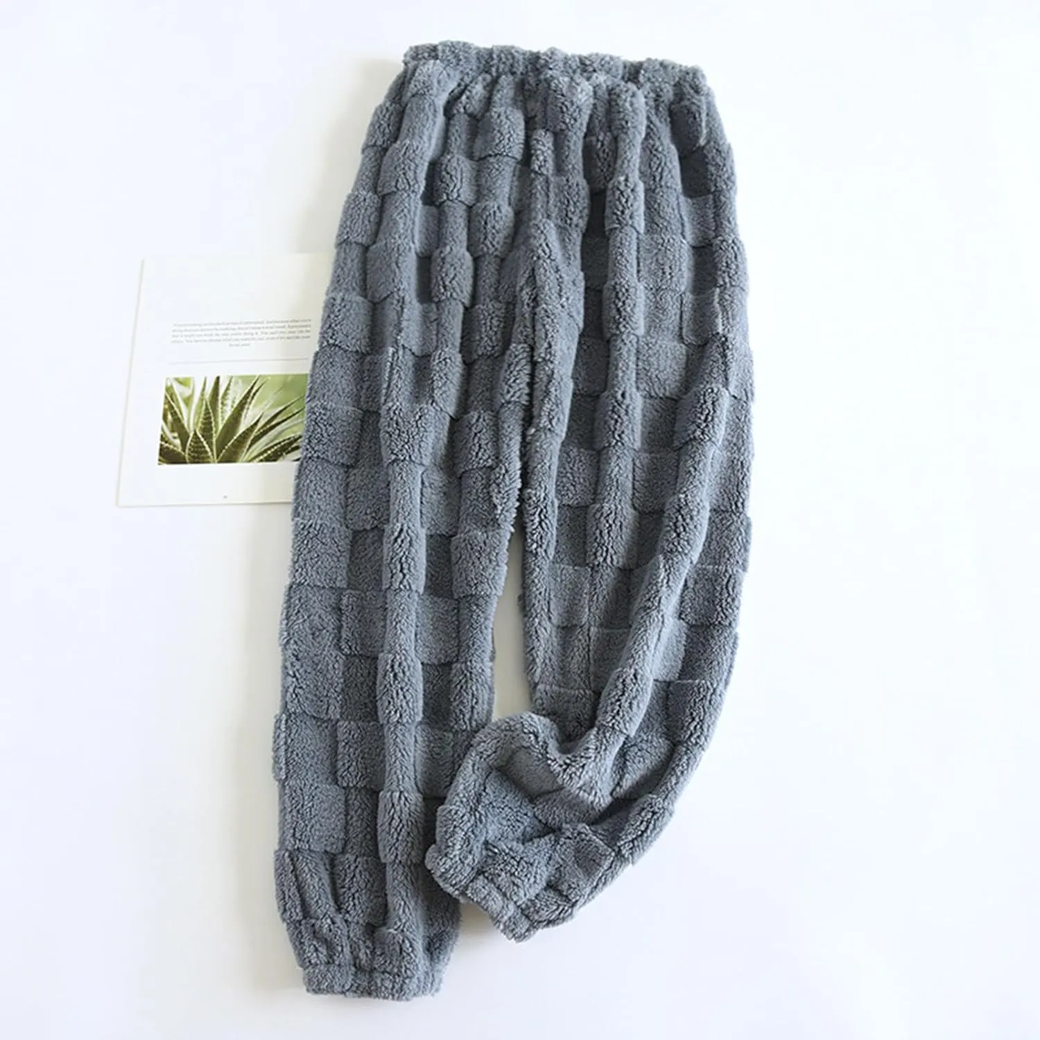 Womens Waffle Coral Fleece Pajama Pants Soft Warm Velvet Pj Bottom Sleepwear Winter Thermal Cozy Lounge Pants Trouser