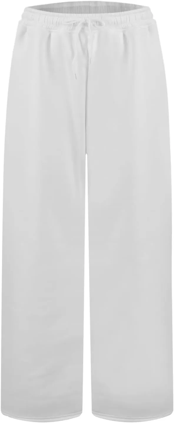 Women's Wide Leg Sweatpants 2025 Trendy Drawstring High Waisted Casual Trousers Jogger Pant Color Block Sweat Pants