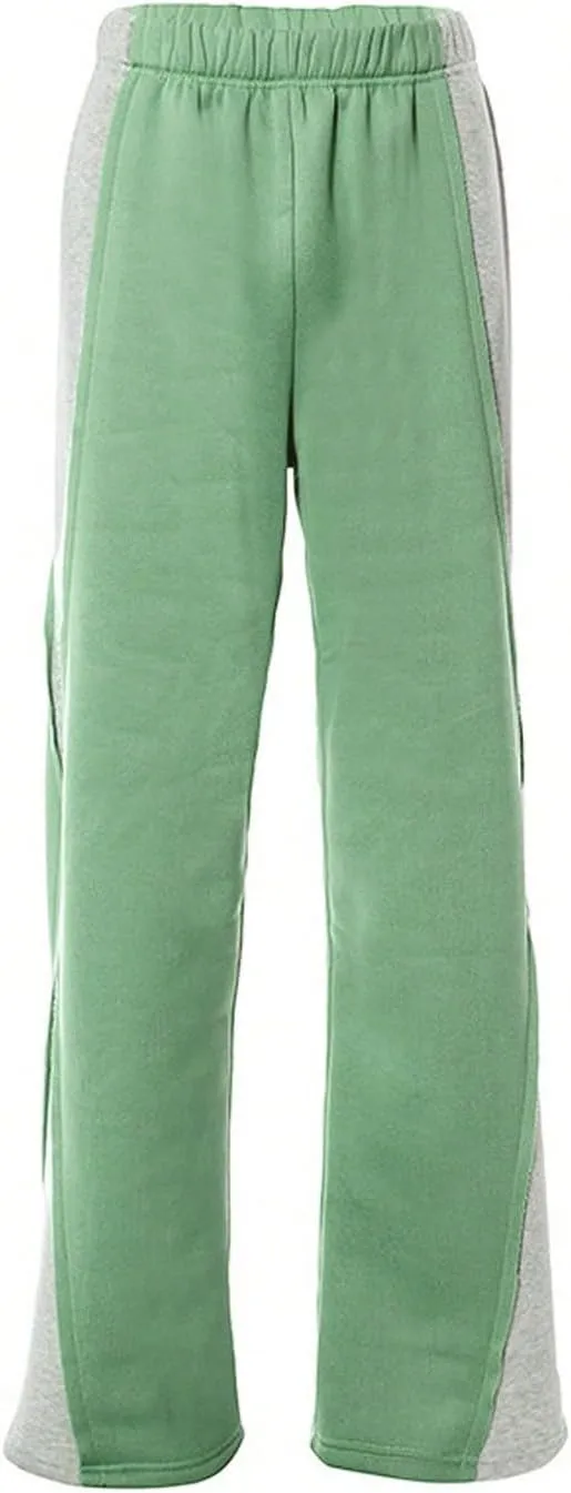 Women's Wide Leg Sweatpants 2025 Trendy Drawstring High Waisted Casual Trousers Jogger Pant Color Block Sweat Pants