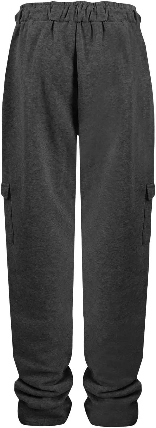 Women's Wide Leg Sweatpants 2025 Trendy Drawstring High Waisted Casual Trousers Jogger Pant Color Block Sweat Pants