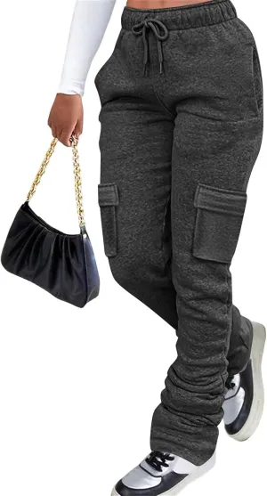 Women's Wide Leg Sweatpants 2025 Trendy Drawstring High Waisted Casual Trousers Jogger Pant Color Block Sweat Pants