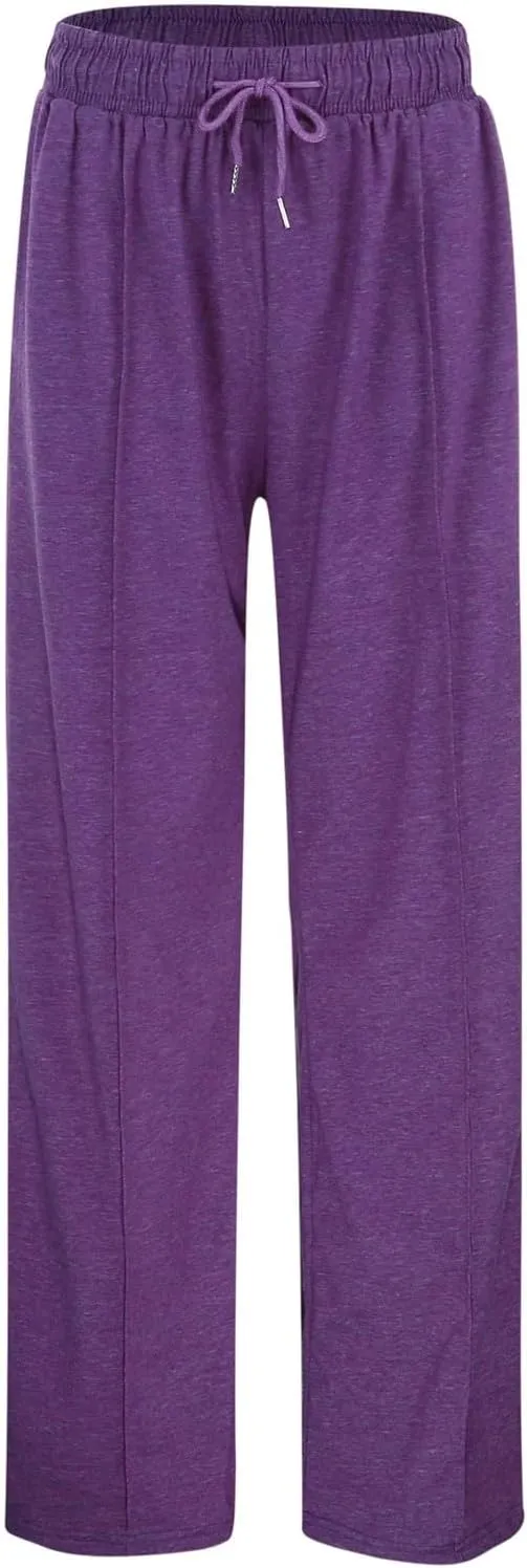 Women's Wide Leg Sweatpants Casual High Waisted Solid Straight Leg Pants Workout Lounge Joggers with Pockets Outfits