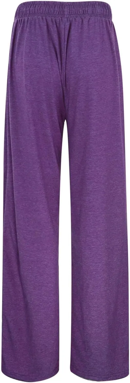 Women's Wide Leg Sweatpants Casual High Waisted Solid Straight Leg Pants Workout Lounge Joggers with Pockets Outfits