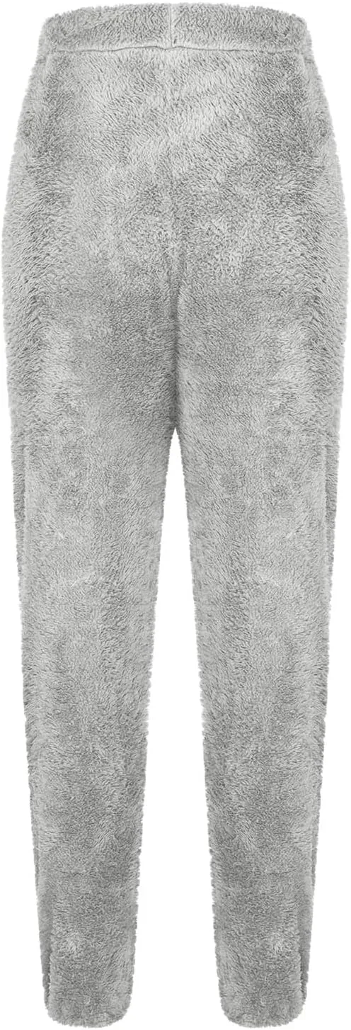 Women's Winter Plus Size Cozy Plush Fur Teddy Joggers Sweatpants Sherpa Lined Fleece Warm Lounge Pants Long Pants