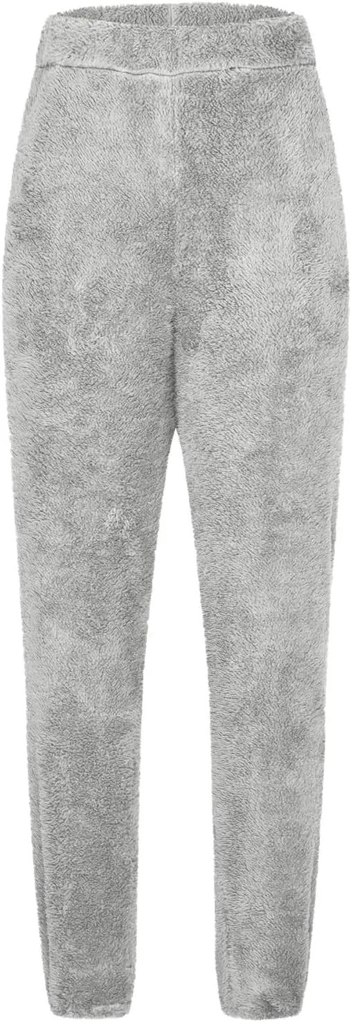 Women's Winter Plus Size Cozy Plush Fur Teddy Joggers Sweatpants Sherpa Lined Fleece Warm Lounge Pants Long Pants