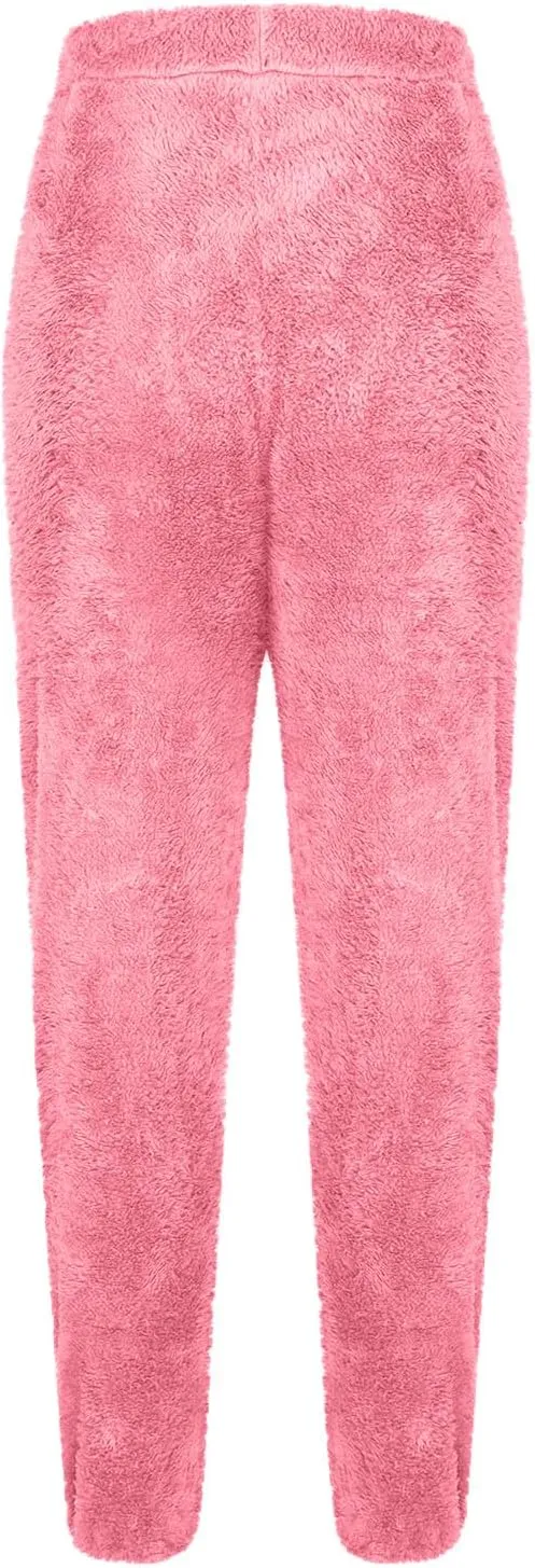 Women's Winter Plus Size Cozy Plush Fur Teddy Joggers Sweatpants Sherpa Lined Fleece Warm Lounge Pants Long Pants