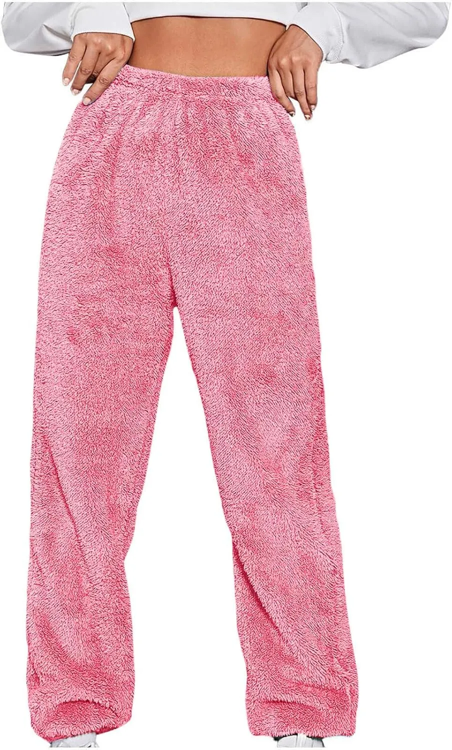 Women's Winter Plus Size Cozy Plush Fur Teddy Joggers Sweatpants Sherpa Lined Fleece Warm Lounge Pants Long Pants