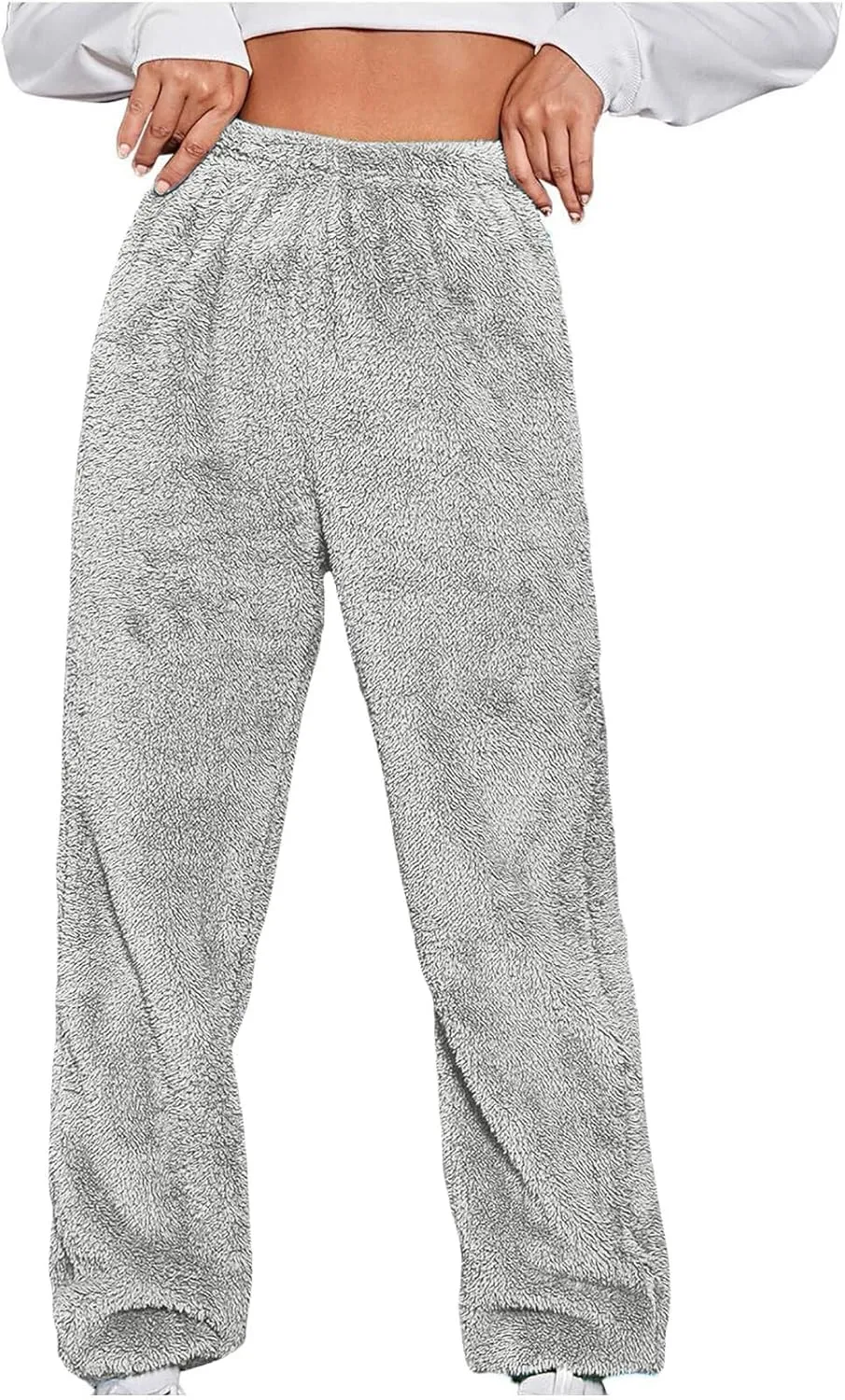 Women's Winter Plus Size Cozy Plush Fur Teddy Joggers Sweatpants Sherpa Lined Fleece Warm Lounge Pants Long Pants