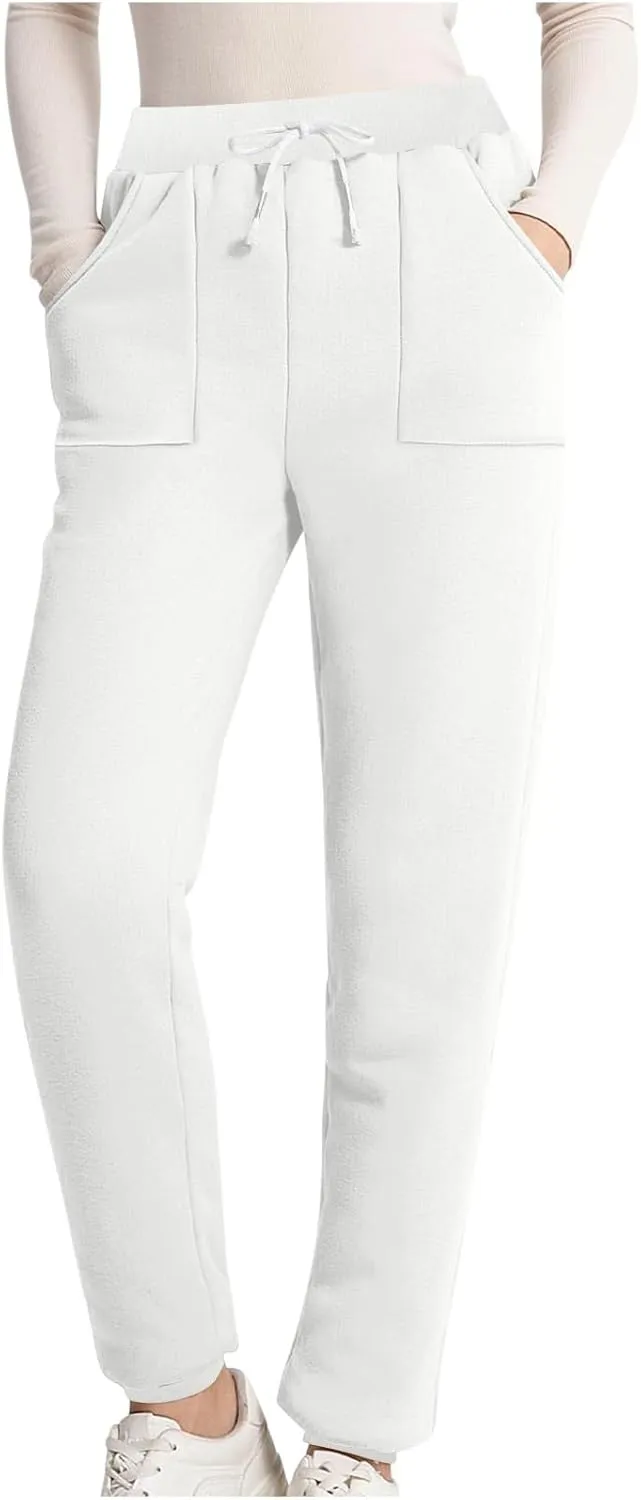 Women's Winter Warm Fleece Joggers Pants Sherpa Lined Thicken Athletic Trousers Drawstring Elastic Waist Sweatpants