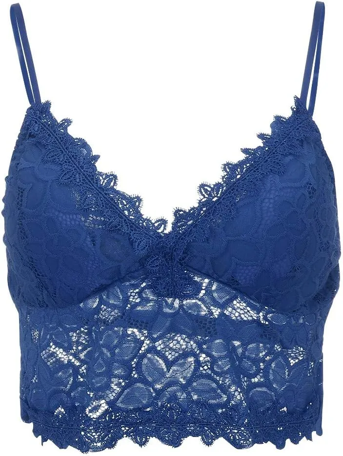 WUAI Women's Floral Lace Bralette Padded Breathable Sexy Racerback Wirefree Lace Bra Bandeau Crop Tops