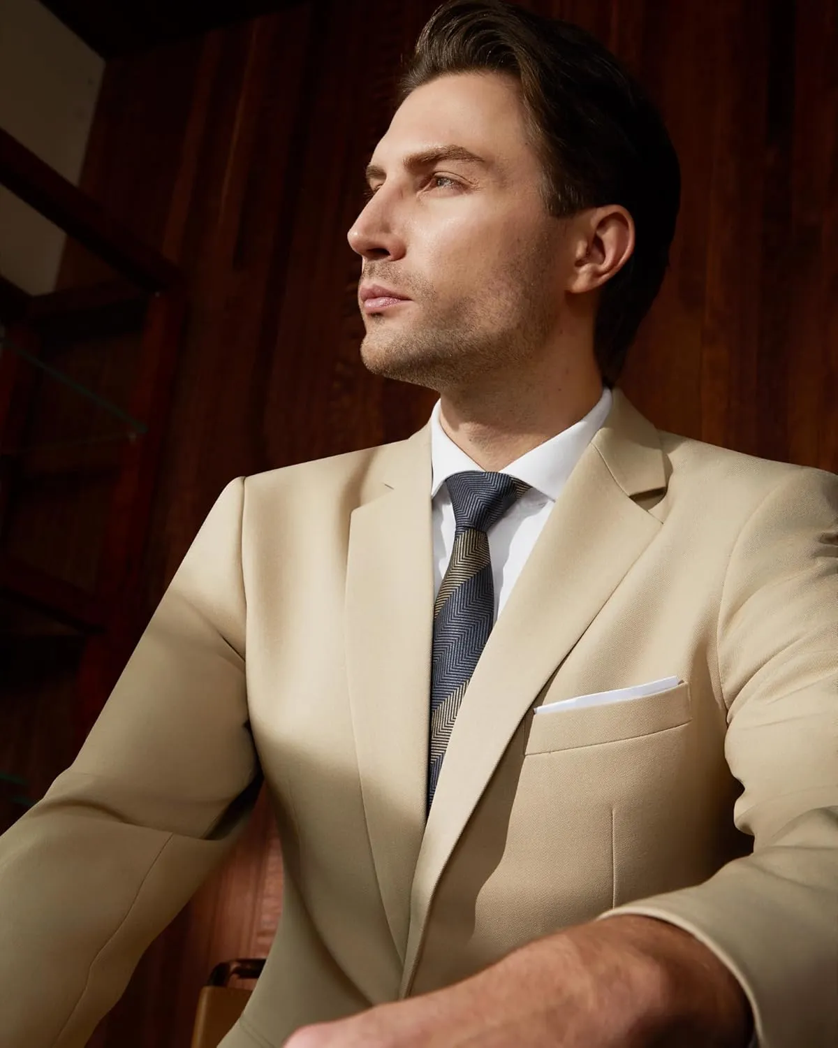 WULFUL Men's 2 Piece Suits Slim Fit Two Button Blazer Jacket Pants Set for Party,Wedding and Business
