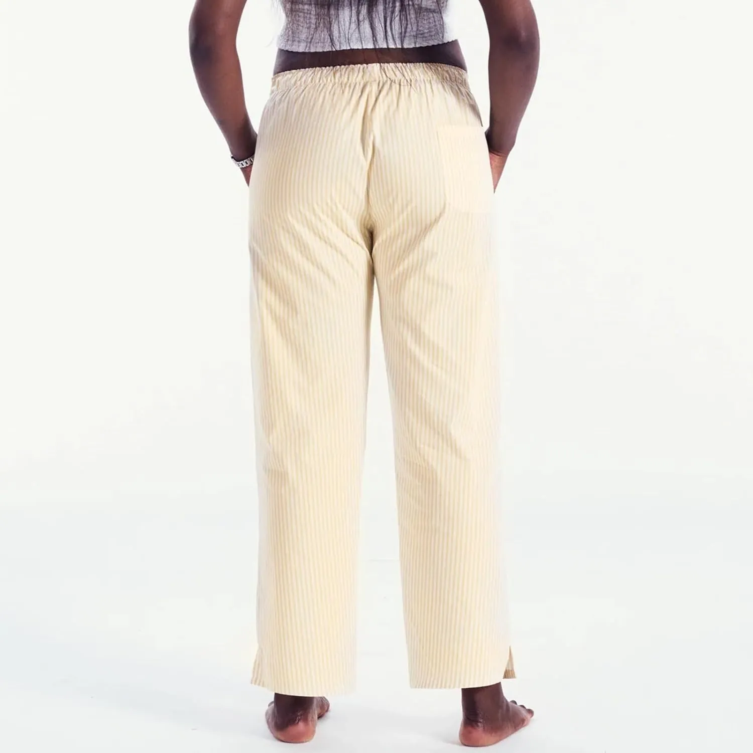 XBTCLXEBCO Women Y2K Striped Lounge Pants Elastic Waist Straight Wide Leg Pajama Bottoms Casual Going Out Trousers Pants