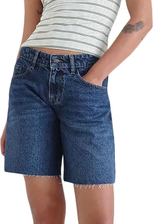 Y2k Jean Shorts for Women High Waisted Trendy Stretchy Denim Shorts Knee Length Cutoff Loose Fit Long Shorts