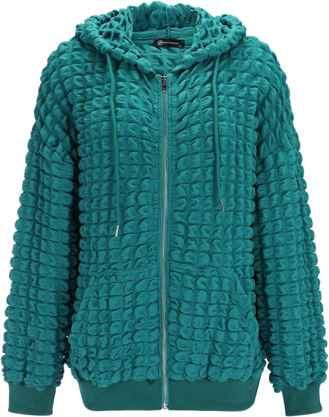 ZYXTIM Women's Cute Hoodies Teen Girl Fall Jacket Waffle Textured Oversized Sweatshirts Casual Zip Up Y2K Hoodie with Pocket